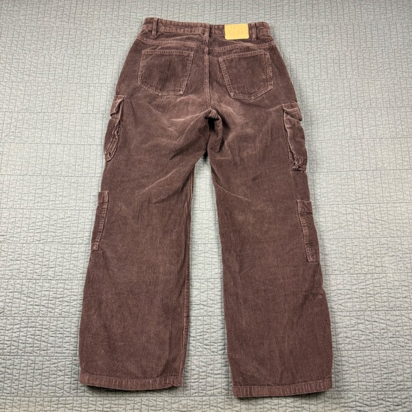 Cotton On Pants Women 4 Brown Corduroy Cargo Wide Leg Boho Hippie Loose Festival - Picture 4 of 12